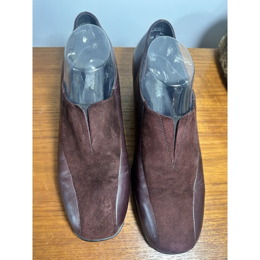 Munro Women's Leather Loafers Size 11WW Burgundy Heeled Slip On